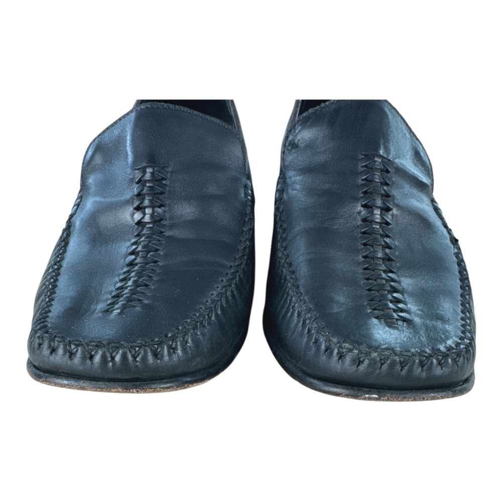 Vintage Cole Haan Women Size 8 Hand-Sewn Leather Moccasin Loafers Black Braided